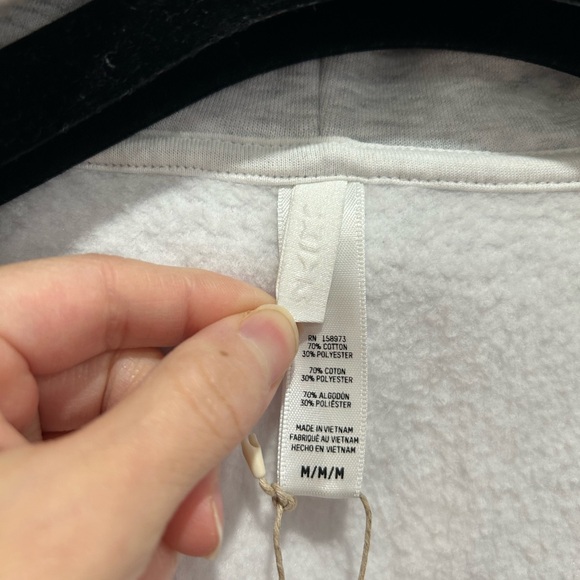 NWT SKIMS Cotton Fleece Zip Up Hoodie Light Heather Gray Sz Medium - Picture 7 of 7